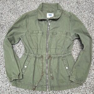 Old Navy Military Jacket Drawstring‎ Waist Utility Coat Olive Green Size M